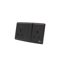 Switch Socket 2 Gang+Neon Black T1-2-13A EWA فيش ثلاثي مجوز بمتاح مع لمبة اسود T1-2-13A ايوا