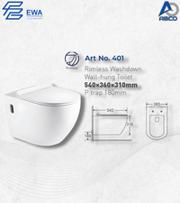 Wall Hang Toilet 401 EWA |  كرسي معلق ابيض 401 ايوا