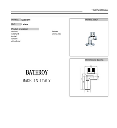 Angle Valve Chrome BI-L-525 Italy Bathroy  محبس زاوية كروم BI-L-525 ايطالي باثروئي