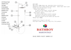 Shower Set With Mixer Proto B102 Italy Bathroy  خلاط دش طقم كامل بروتو B102 ايطالي باثروئي