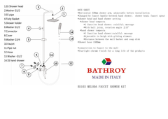 Shower Set with Mixer Meloda C103 Italy Bathroy خلاط دش طقم كامل كروم ايطالي ميلودا