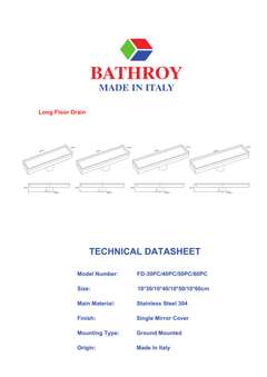 Floor Drain Long Tile Cover Italy BATHROY صفاية بلاط طويل ايطالي