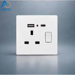 13A Socket+USB+Type C White T9-1-13A+USB+C EWA فيش ثلاثي+USB+Type C ابيض T9-1-13A+USB+C ايوا