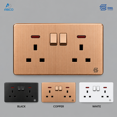 Switch Socket 2 Gang + Neon T9-2-13A EWA فيش ثلاثي مجوز بمتاح مع لمبة T9-2-13A ايوا