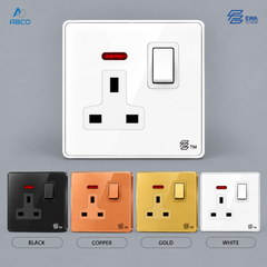 Switch Socket 13A+Neon T1-1-13A EWA فيش ثلاثي بمفتاح مع لمبه T1-1-13A ايوا