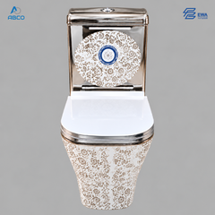WC Toilet Seat One Piece Decore Silver Metro EWA كرسي مربع كبير التصميم ورد رصاصي ميترو ايوا