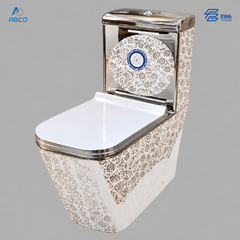 WC Toilet Seat One Piece Decore Silver Metro EWA كرسي مربع كبير التصميم ورد رصاصي ميترو ايوا